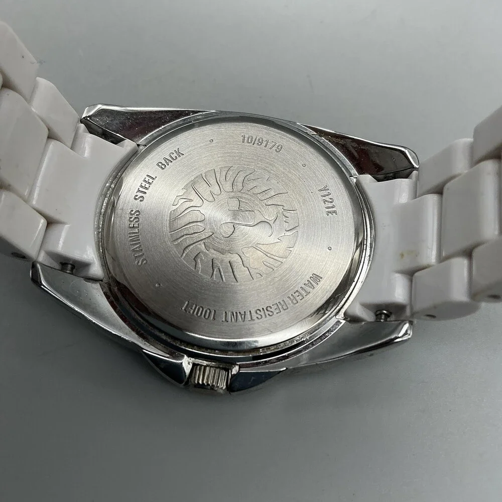 Anne Klein Womens Watch 36mm White Dial Crystals Bracelet New Battery 5.75